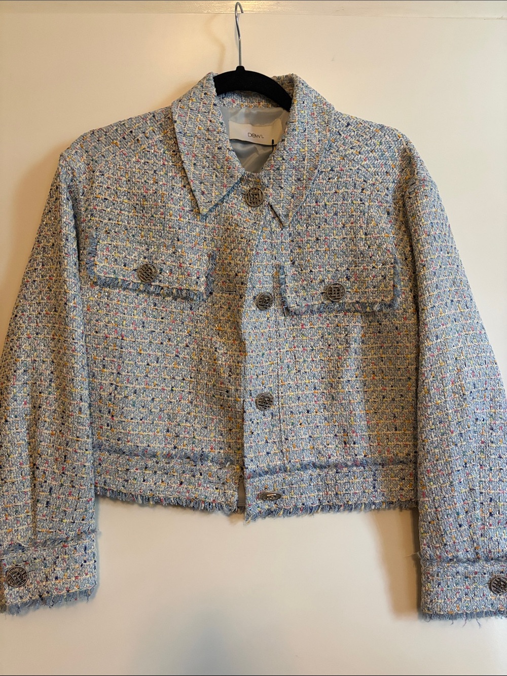 Dewl Blue Tweed Style Jacket NWT Korean Woman's Size 55 (US S)